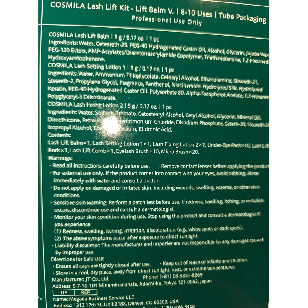 COSMILA Tokyo Lash Lift Kit Lift Balm V Professional 8-10 Uses Tube Packaging